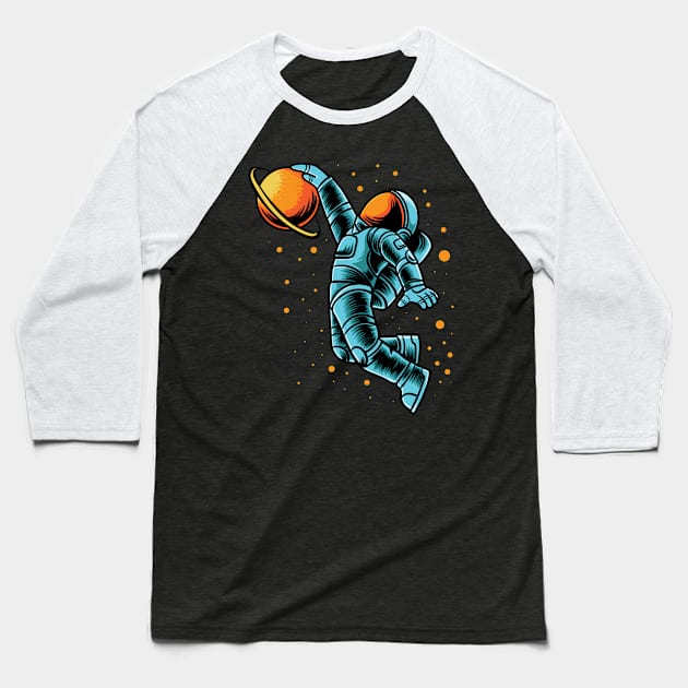 Astronaut Slamdunk In Space Baseball T-Shirt by medabdallahh8